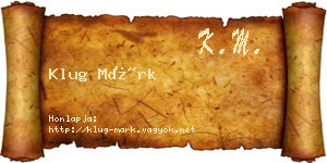 Klug Márk névjegykártya